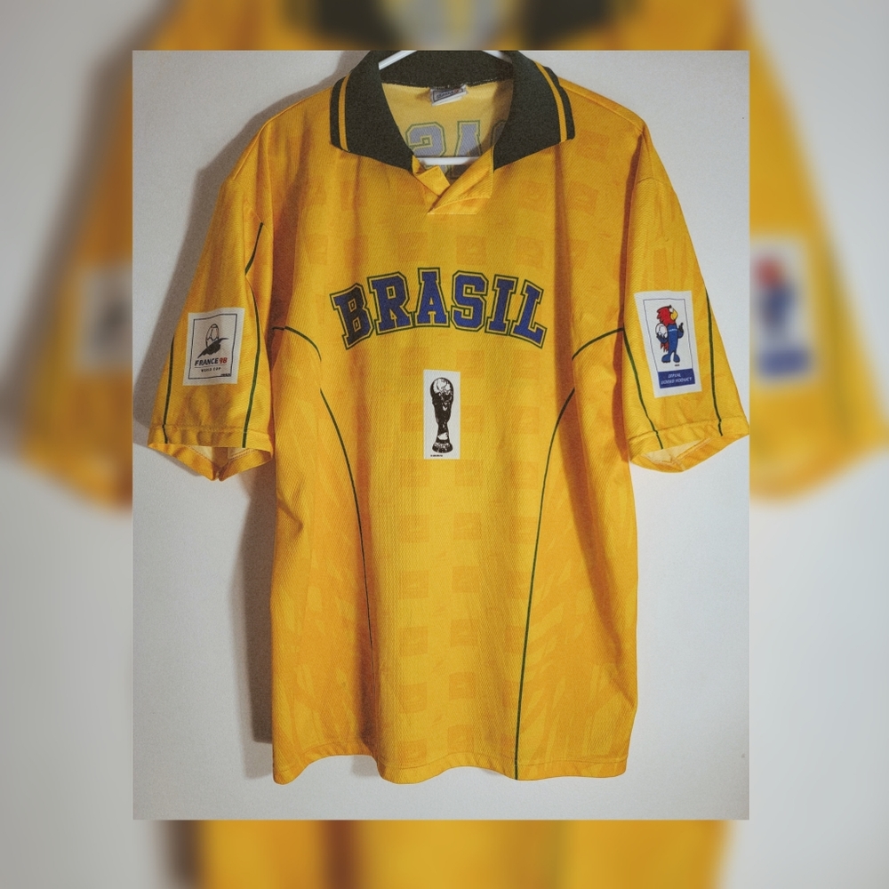 Brazil 1998 France World Cup Soccer Retro Jersey